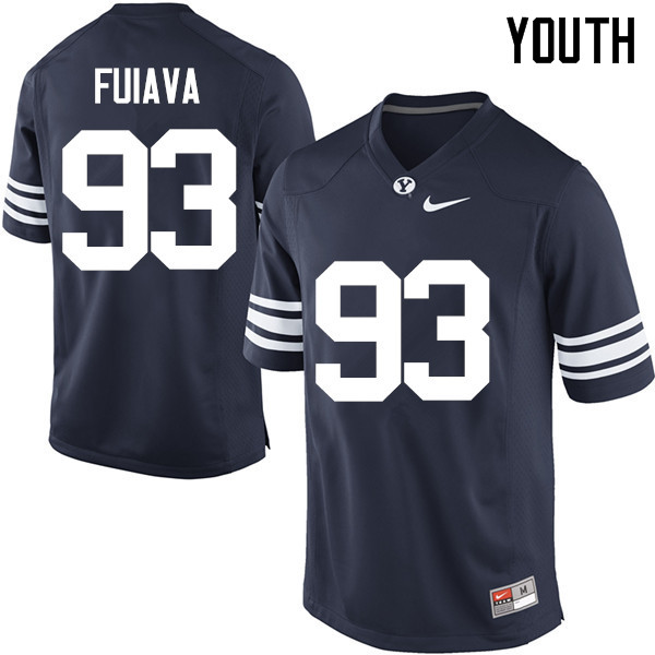 Youth #93 Kainoa Fuiava BYU Cougars College Football Jerseys Sale-Navy